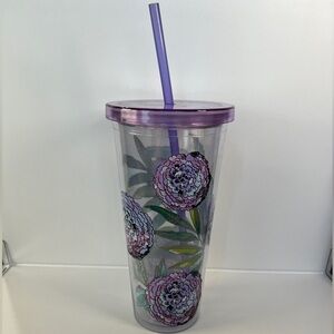 Vera Bradley Floral Purple Tumbler with Straw